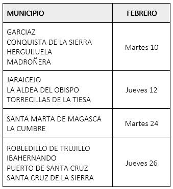 Imagen Calendario del Centro Mancomunado de Consumo para FEBRERO 2026.
