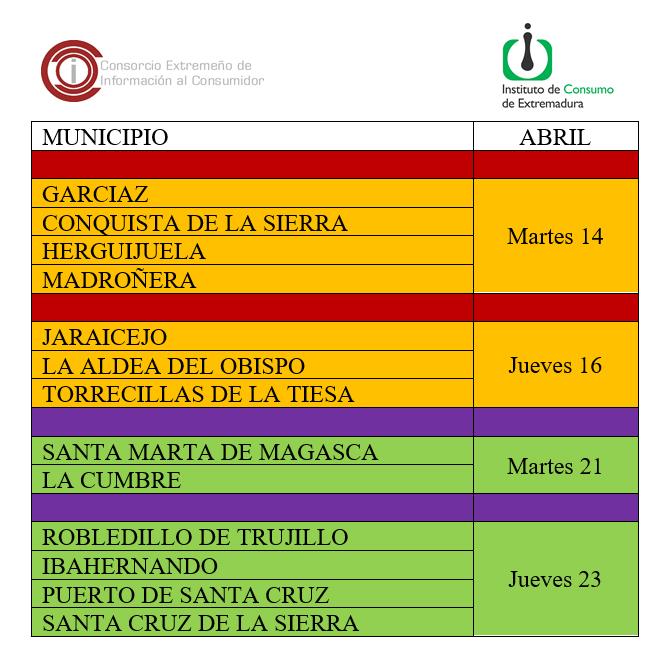 Imagen Calendario de visitas y el modelo de solicitud de cita previa ABRIL-2026