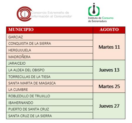 Imagen Calendario del Centro Mancomunado de Consumo - AGOSTO 2026.