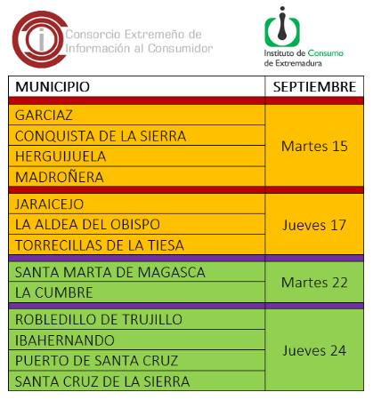 Imagen Calendario del Centro Mancomunado de Consumo - SEPTIEMBRE 2026.